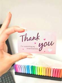 30/50/100 Stücke Danke, dass Sie mein kleines Geschäft unterstützen Karten mit Herz & Slogan Grafik Geschenkkarte, moderne Brief & Herz Muster Geschenk Grußkarte für Party, Feiertag, Papier Grußkarte, Slogan Grafik Postkarte für Feiertag, Party