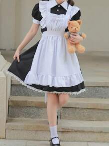Uniforme de criada estilo lolita británico clásico, disfraz de camarero/a de anime/cómic para cosplay, café y Halloween