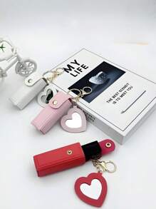 1pc Mini Lipstick Case With Mirror, Portable Pu Leather Keychain Lipstick Holder - Pink Makeup Bag Make Up Organizer Lipstick Holder Gift For Thanksgiving For Girl Women Mom Lipstick Pouch Women Gifts Girl Gifts Girlfriend Gifts