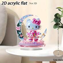 Sanrio Impresión plana en 2D, 1 pieza, decoración de sobremesa pequeña de Hello Kitty con luna plateada y mariposa de estilo art decó de Sanrio, perfecta para el comedor, la cocina, la sala de estar, el hogar y los regalos, recuerdos de fiesta, decoraciones de fiesta, regalos navideños, regalos de cumpleaños, de vuelta a la escuela