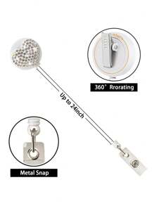 1Pc Rhinestone Sparkling Love Red Silver Easy To Pull Buckle Simple Creative Versatile Doctor Nurse Chest Badge Stretching Rotation Simple Portable Art Circle, School Supplies,Back To School