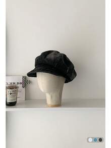 1pc Spring & Summer Newsboy Cap With Distressed Cloud Print, Adjustable Fit, Unisex Beret Hat - Large Hole Version - View 4