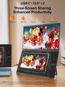 Uperfect Tragbarer Monitor UPERFECT Delta 15,6" klappbarer Doppelmonitor, kein Laufwerk erforderlich