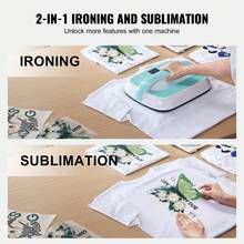 Heat Press Machine, 12 X 10 Inches Portable Heat Press, Dual-Tube Even Heating, Heat Transfer Machine With Precise Temp Control And Auto-Off, Sublimation Machine For T-Shirts/Bags, Green+White - 查看 7