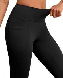 Women's Flared Yoga Pants | Tummy Control Wide Waistband & Phone Pockets | High-Waisted Stretchy Lounge Pants For Gym, Spring Outfits