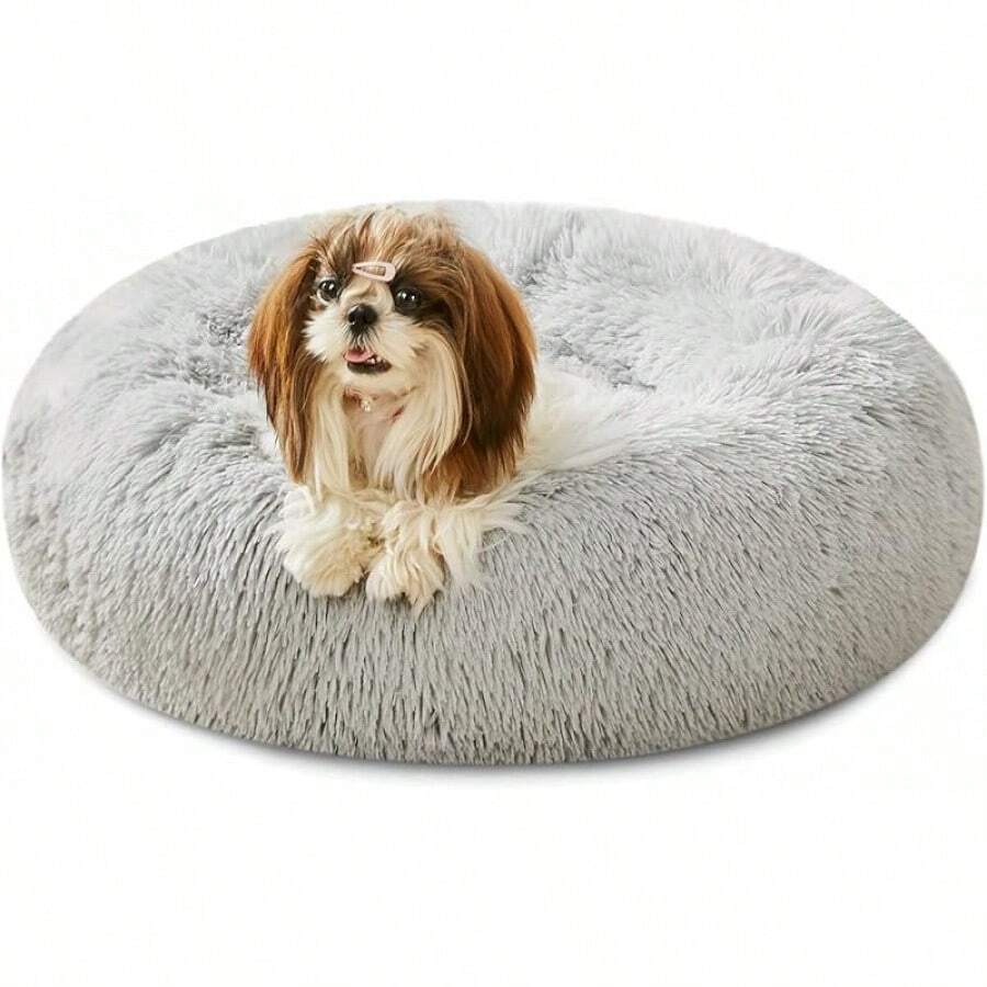 WESTERN HOME Dog & Bed, Anti-Anxiety Donut Cuddler Warming Cozy Soft Round Bed, Fluffy Faux Fur Plush Cushion Bed Small Medium Dogs And Cats (20/24/27/30) - 沙格.弗羅斯特 - 查看 1