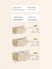 1pc Foldable Handled Clothing Storage Box, Large Capacity, Reinforced Portable Storage Bin For Bedding, Comforters, Space Saving Closet Organizer For Bedroom, Home, Dorm, Laundry Basket, Toy & Clothes Organizer