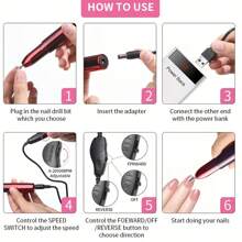 Electric Nail File, Electric Nail Drill Set, USB Plug-In Nail Polisher For Acrylic Gel Nails, Professional Nail Drill Contour Pedicure Tool With 11 Nail Drill Bits And 6 Sanding Rings, Suitable For Home Salon Use, Women's Gift