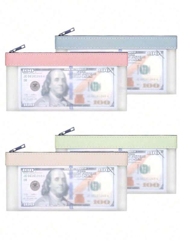 1/2/4 Zipper Wallet, Cash Envelope, Money Bag, Transparent Bank Deposit Bag, Bank Bag, Cash Bag, Collector's Coin Purse, Multi-Purpose Storage Bag, Pen Bag, 4 Color Multi-Purpose Check Wallet, Summer Travel Wallet, Back To School Gift, Back To School Travel Supplies
