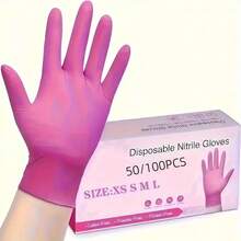 Luvas de nitrila descartáveis rosa e pretas, 50/100 unidades, adequadas para cozinha, lavar louça, limpeza, salão de beleza, coloração de cabelo, lavanderia, sem látex, sem pó, cozinha, uso doméstico (sem caixa) - Multicolorido - Ver 5
