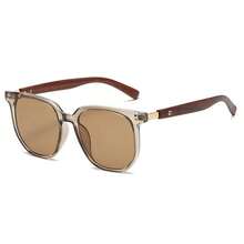 1pc Men's Retro Square Frame Fashion Eyeglasses With Thick Faux Wooden Temples, High-Grade Stylish & Versatile Accessory Suitable For Party, Daily, Travel & Holiday Wear - 彩色 - 查看 10
