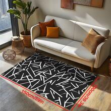 1pc Luxury Minimalist Line Art Patterned Carpet, 1100g High Density Faux Wool + TPR Washable Bottom, 0.6cm Thickness, Vintage European Botanical Elements Soft Shaggy Area Rug For Outdoor, Entryway, Living Room, Bedroom, Laundry Room, Bathroom, Machine Washable All Season Large Size Mat, Home Decor
