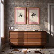 1/2 Stück Vintage gestreifte Rodeo Wandkunst Bild Westernkowboy Leinwanddrucke Malereien Retro Pferde Poster Rustikale Mitte des Jahrhunderts moderne Dekoration für Schlafzimmer, Wohnzimmer oder Büro Raumdekoration Geschenk für sie, ungerahmt - Verschiedenfarbig - Übersicht 2