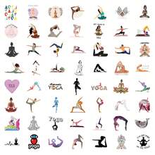 55PCS Sports Yoga Stickers Vinyl Aesthetics Motivational Stickers Scrapbook, Journaling, Laptop, Bumper, Skateboard, Water Bottles, Computer, Phone, Cartoon, Hard Hat, Car Stickers - Multicolor - View 3