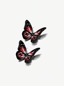 1pc Washable Temporary Tattoo Sticker Lasting For 7 Days, Artistic Butterfly Design, Suitable For Fashion-Forward Youth, Waterproof & Sweatproof - Multicolor - View 3