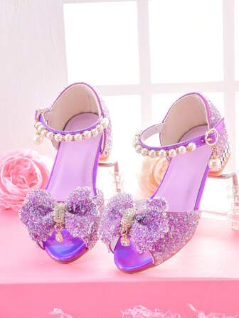 女童高跟凉鞋，适合礼服、模特表演、舞台表演的儿童表演鞋