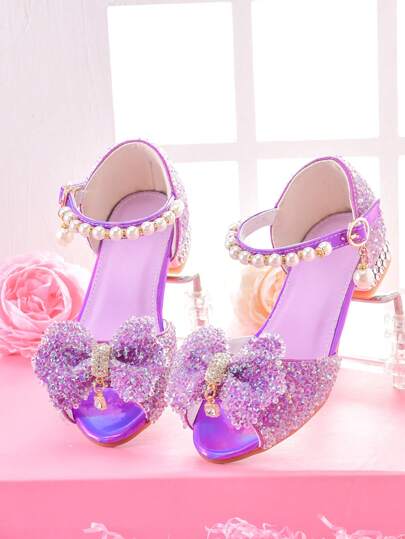 女童高跟凉鞋，适合礼服、模特表演、舞台表演的儿童表演鞋