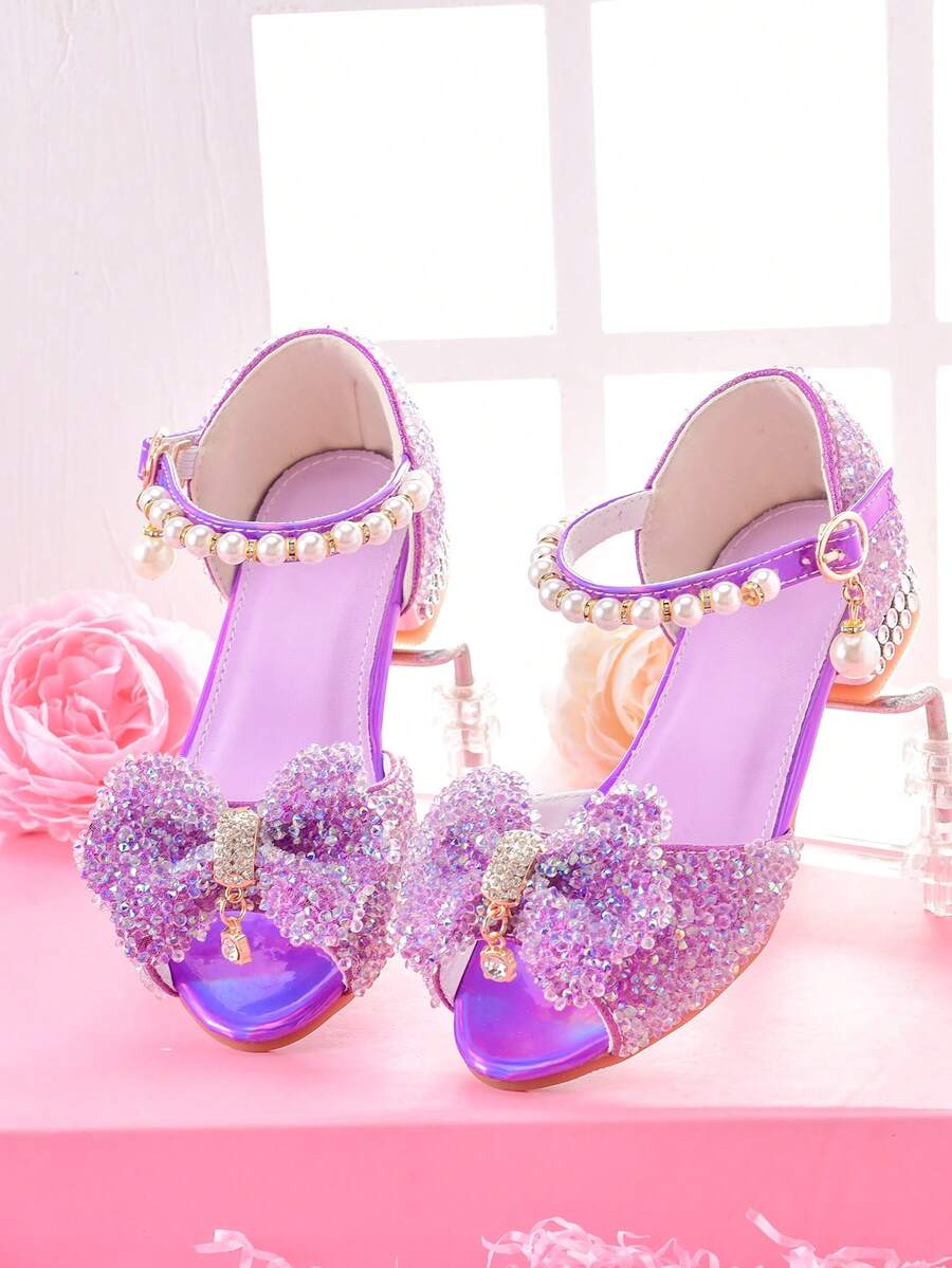 女童高跟凉鞋，适合礼服、模特表演、舞台表演的儿童表演鞋