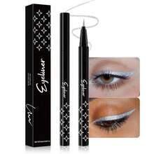 Silver Glitter Liquid Eyeliner, Metallic Shimmer Light Silver Eyeliner Liquid Eye Liner Eyeshadow Pencil Face Body Glitter Makeup, Longwear Waterproof, Fake Eyelashes Mascara Accessories - Silver - View 5