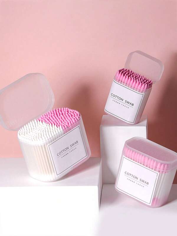 Cotton Swabs - 1 Box Disposable Soft Tipped Cotton Buds, Round & Pointed Dual-Head Ear Cleaner, Household & Makeup Use
