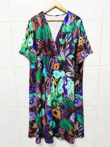 Vestido Casual Fluido com Estampa Floral Vintage Fofa, Férias, Volta às Aulas, Outono, Roupas Femininas Plus Size