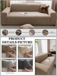 1 tấm bọc ghế sofa co giãn một mảnh màu trơn, phong cách tối giản thân thiện với vật nuôi, chống trượt, chống bẩn, chống trầy xước, phù hợp với mọi mùa, có thể giặt bằng máy, dùng cho phòng khách, phòng ngủ, phòng học, phù hợp với ghế sofa 1/2/3/4 chỗ ngồi - Màu Khaki - Xem 9