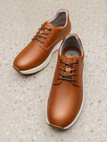 Men's Dress Sneakers Casual Lace Up Oxford Cushioned Walking Shoes Lightweight - 棕色 - 查看 2