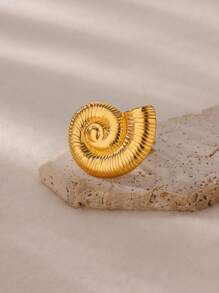1 pieza Nuevo anillo de concha con rosca de acero inoxidable de color dorado, anillo ajustable para mujer, joyería de boda, Charm, accesorios de uso diario, regalos