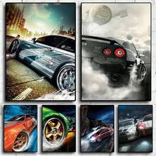 1 PIEZA Poster de pintura en lienzo de Necesidad de Velocidad, auto de rally de famosa en el mundo, arte vintage para decoración de salas de estar, dormitorios, comedores, con marco opcional, pósteres modernos, arte de pared, pinturas en lienzo - Multicolor - Ver 2