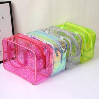 1 件全息星空防水化妆包，大容量便携式洗漱包，高端旅行收纳包