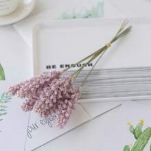 6pcs Artificial Wheat Ears, Light Pink, Dark Purple, Light Purple, Blue, Yellow, Beige Lavender Wheat Spikes, Realistic Floral Decor, Wedding Scrapbooking',Fall Decor,Autumn