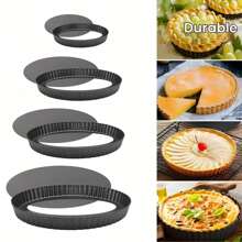 1 Peça/3 Peças/4 Peças, Assadeira de Pizza Anti-aderente, Forma de Bolo, Assadeira de Bolo de Pizza e Sobremesa, com Bottom Removível, Forma Redonda para Torta de Crisântemo, Assadeira de Merengue de Aço Carbono Reutilizável, Forma de Cozimento de Aço Carbono Durável para Forno