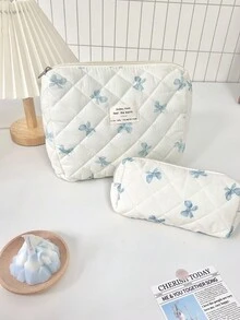 Makeup Bag Storage Bag, Classic Style, Women's Makeup Bag Travel Bag Cosmetics Bag Storage Bag Large Capacity Makeup Bag Travel Skincare Makeup Storage Bag Handheld Multi Functional Wash Portable Travel Storage Bag, Handbag, Handbag, Fashion Bag, Simple Jewelry Storage Bag Make Up Bag - Baby Blue - View 8