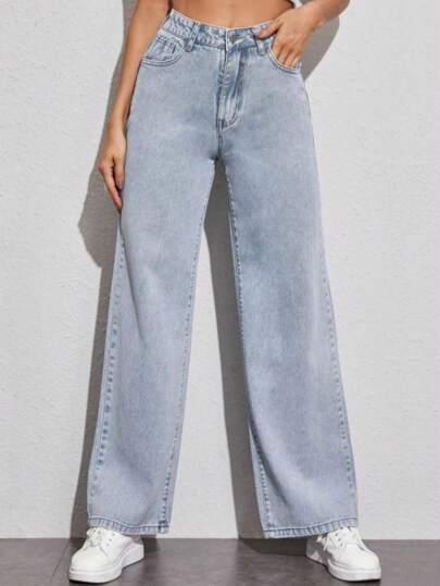 Calca Jeans Feminina Pantalona  Wide Leg Lisa Cintura Alta