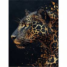 1pc 5D DIY Diamond Painting Kit, Leopard Pattern, Suitable For Beginners, Full Round Drill, Full Drill Canvas Craft, Includes Drill Tools And Dazzling Multi-Faceted Synthetic Diamonds, No Frame, Various Sizes Available, Ideal Wall Decor For Home - Multicolor - View 4