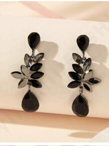 1 paire de boucles d'oreilles pendantes en métal avec cristal, style classique haut de gamme, convient pour un usage quotidien, les voyages et les occasions festives
