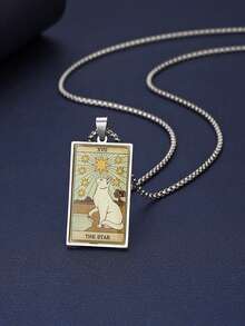 1 件复古方形猫塔罗牌项链 - 彩色 - 查看 7