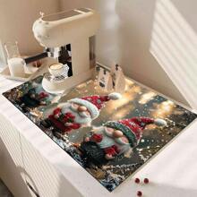 1 Pack Of 3 Santa Claus, Snowman And Snowflake Printed Silicone Coffee Drink Coasters, Anti-Slip & Super Absorbent Washable Drainage Mats For Countertop, Kitchen, Dining Table, Holiday Decor