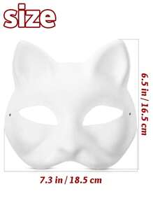 1/6/10/20 Piezas Máscaras blancas de gato y zorro de la marca Therian, máscaras en blanco para DIY, máscaras de animales para mitad de la cara, disfraces de Halloween, mascarada y cosplay