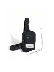 Bolsa de pecho minimalista para hombre, mochila pequeña negra con cremallera multifuncional de moda, bolso cruzado deportivo casual - Negro - Ver 4