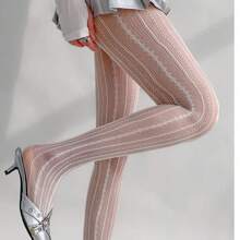 2 pares de meias-calças de renda diamante estilo balé, meias arrastão sensuais com listras verticais vazadas, meias-calças justas e emagrecedoras, leggings arrastão femininas/meias arrastão/meias arrastão com virilha aberta/meias-calças arrastão com suspensórios