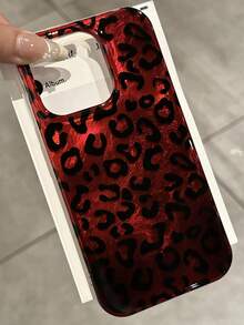 猎豹纹复古酒红色豹纹手机壳适用于 11 12 13 14 15 16 Pro Max Plus 涡纹保护套