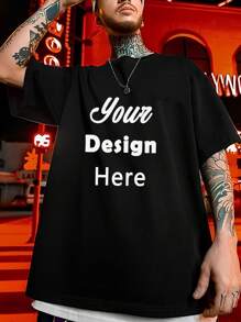 Custom Plus Size Black Crew Neck T-Shirt - Personalized Photo/Design Upload | Create Your Own Graphic Tee | Big & Tall Custom Apparel | Soft Fabric | Unique Printed T-Shirt | Gift For Him/Her | Plus Size Fashion