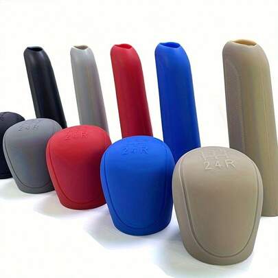 1 set Funda de silicona para pomo de cambio de marchas y freno de mano del coche, elástica, antideslizante y resistente al desgaste. Protector de palanca de cambios y funda para freno de mano de alta calidad. Funda de silicona no vidriada para caja de cambios y freno del coche.