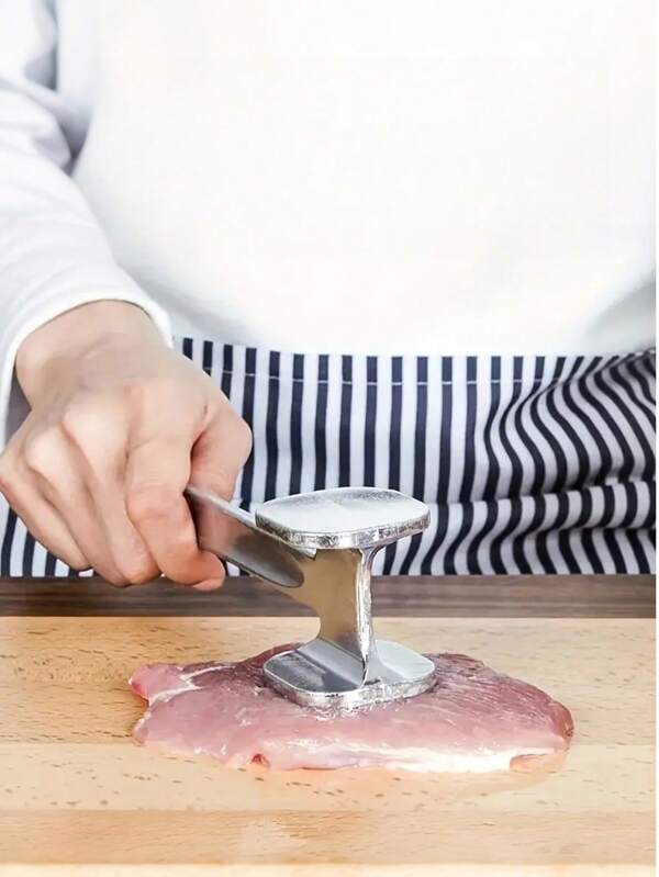 1 Stück Alu Legierung Fleisch-Klopfer, Doppelseitig, geeignet für Steak, Koteletts, Hähnchen, Fisch, Nüsse, Hochwertiges Küchen Accessoire mit Aufhängeloch für einfache Aufbewahrung, Zufällige Farbe