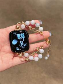 1 New Natural Stone Bracelet Strap Compatible With Apple Watch 38/40/41/42/44/45/46/49mm Compatible With Apple Watch Strap Ultra/Se10/9/8/7/6/5/4/3/2/1