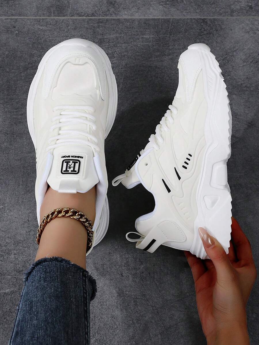 Low Top Women's Sports Shoes Sneakers Casual Running Shoes Jogging Shoes Walking Shoes Fashionable Ombre Gradient Red Color Footwear Tennis Streetwear - White - View 1