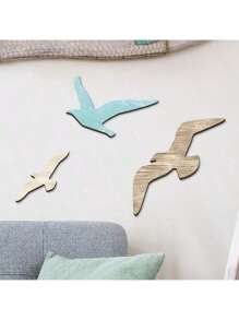 3 Stücke Möwe Wohnzimmer Wand Holzlogo dekorative Wandbehänge Holzkunst europäischer Landhausstil Heim Wanddekoration