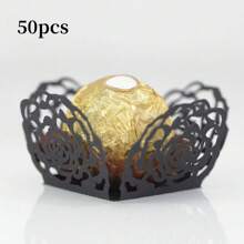 50 pezzi Vassoi separatori per confezioni di cioccolato in carta, porta cioccolatini con fori, pirottini per muffin in carta per decorazioni di matrimoni e feste, dolci