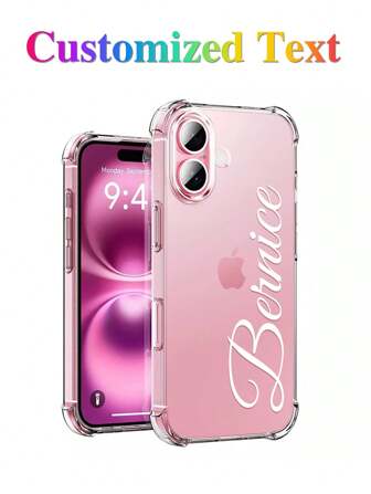 1 st personligt namntryckt stötsäkert transparent telefonskal kompatibelt med 11/12/13/14/15/16/16pro/16plus/16promax/17promax/17air, S25/A56/A17/A36 och andra modeller, säsongens val, 2025 telefonskal